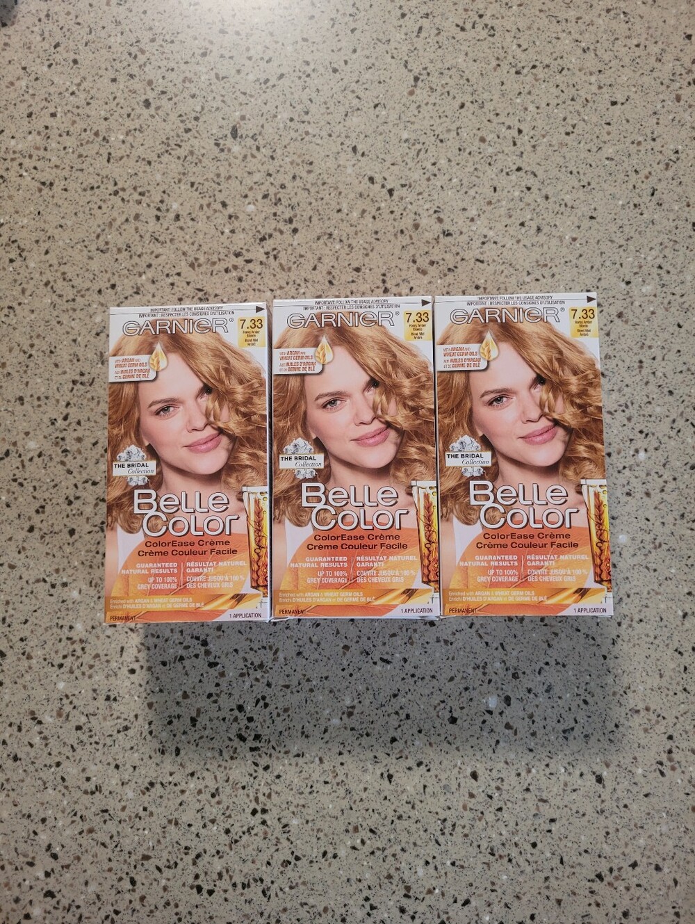 (3) GARNIER 7.33 Honey Amber Blonde Belle Color Permanent Hair Dye Hair Color